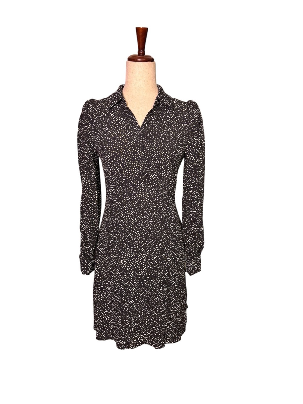 & Other Stories Paris Atelier Black Speckled Shirt Dress Pockets Size 34